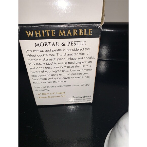 White Marble Mortar & Pestle Set 4”x4” with 5” Pestle – Heavy Duty Not Seasoned - Picture 5 of 6